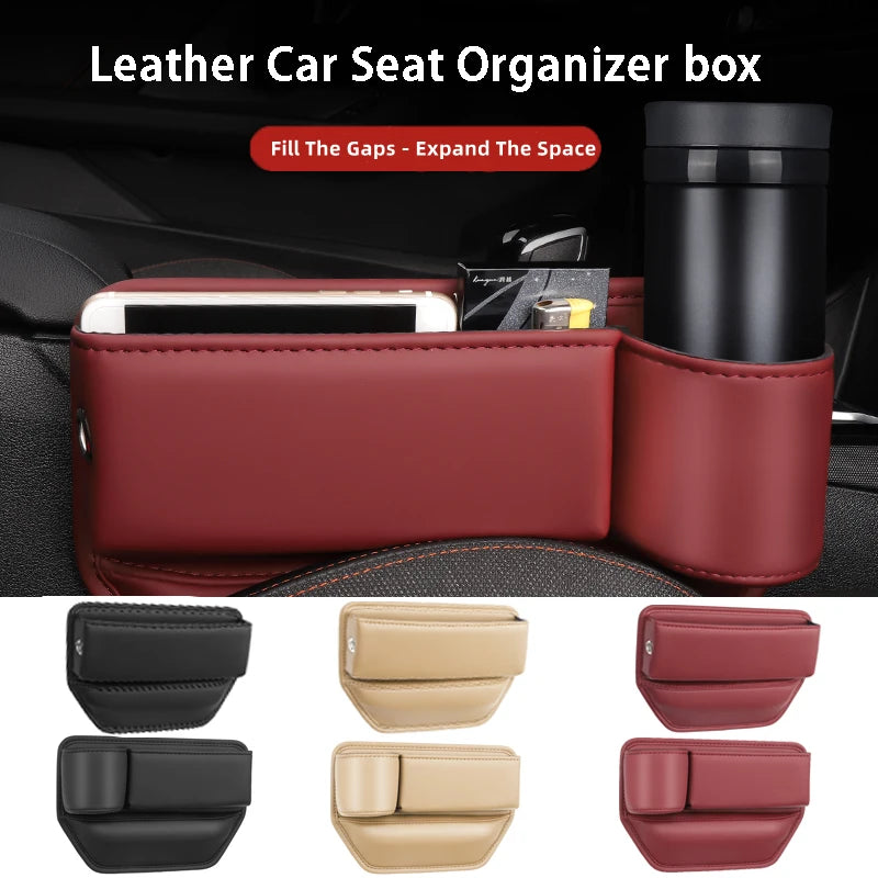 Compartment layout on leather seat gap organizer