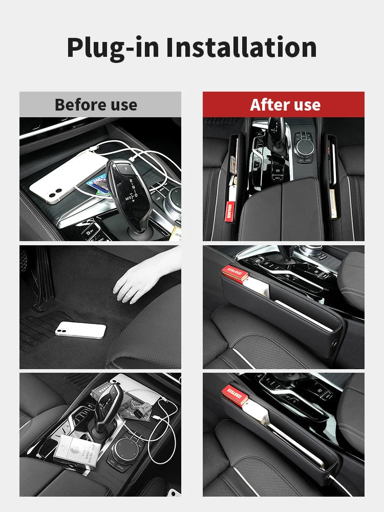 Cup holder size on seat gap filler organizer
