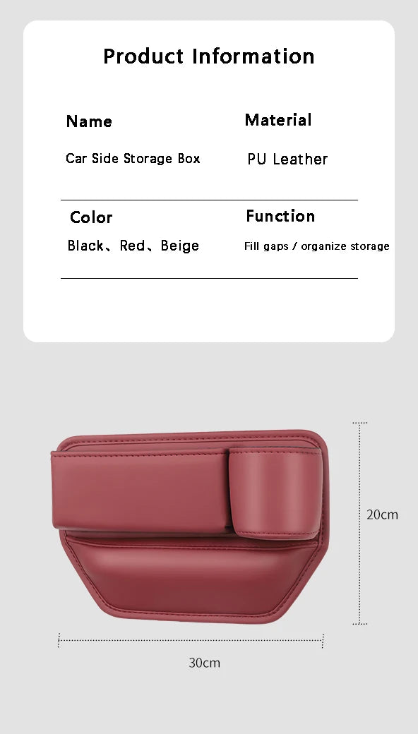Full coverage seat gap filler for car seat crevice