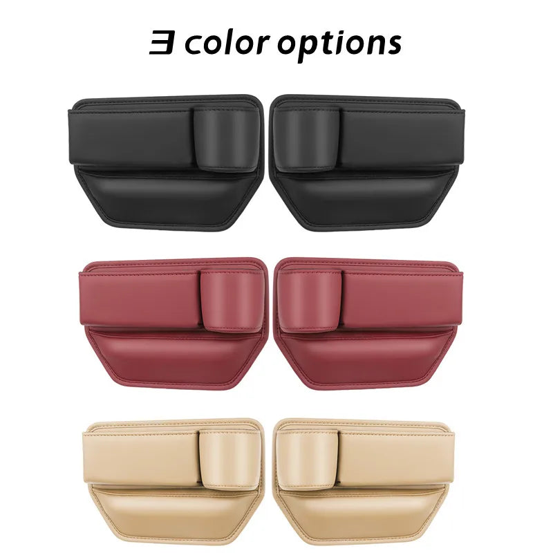 Premium leather material on seat gap filler organizer