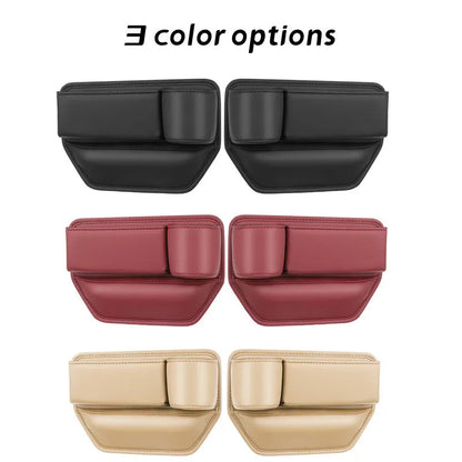 Premium leather material on seat gap filler organizer