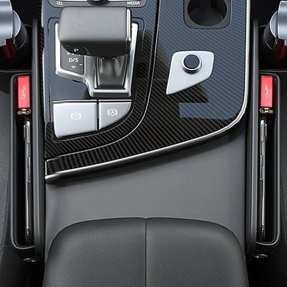 Side profile of leather seat gap organizer with cup holder