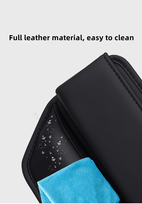 Water-resistant leather seat gap filler organizer