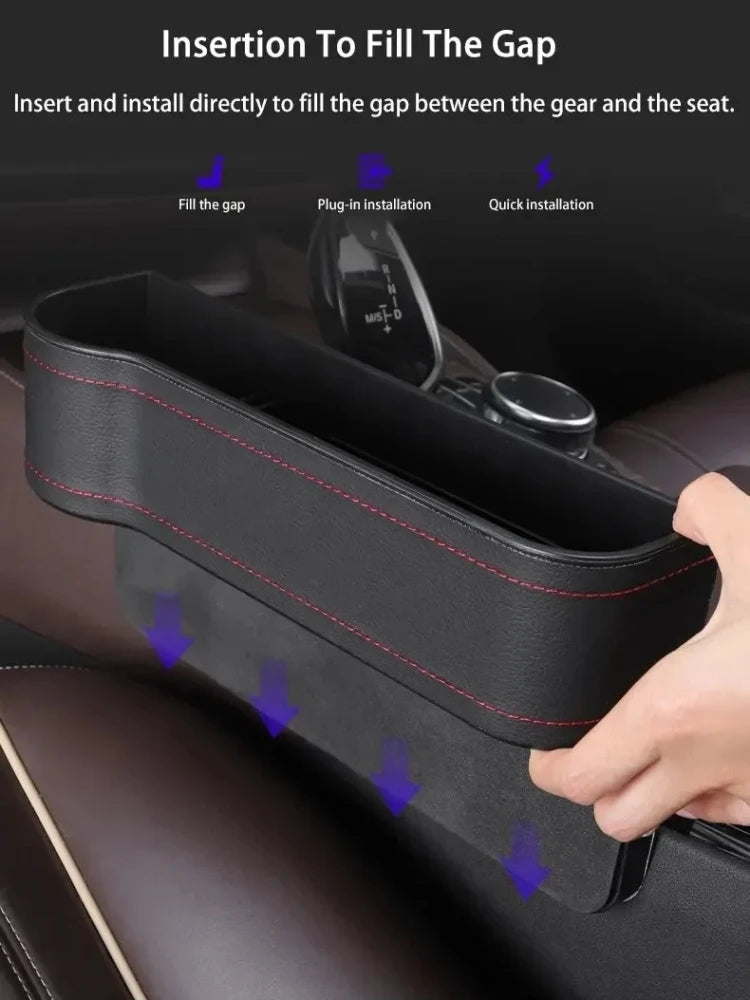 Charging port hole view on seat gap storage box