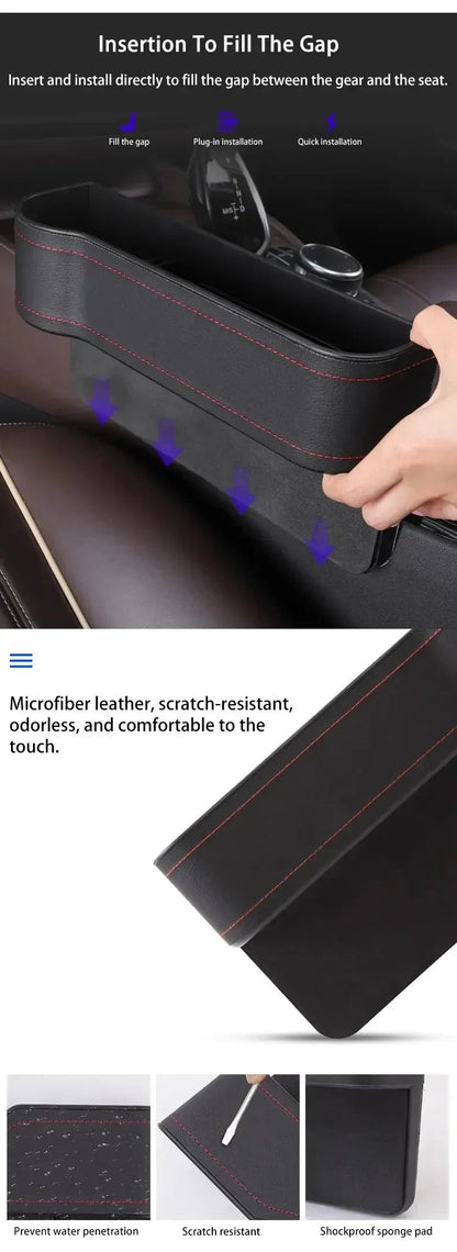 Durable construction of PU leather seat gap organizer