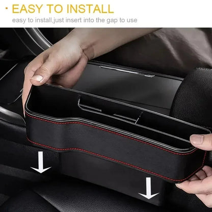 Premium PU leather material on seat gap storage box