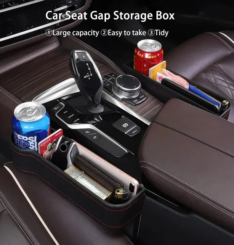 Side profile of PU leather seat gap organizer storage box