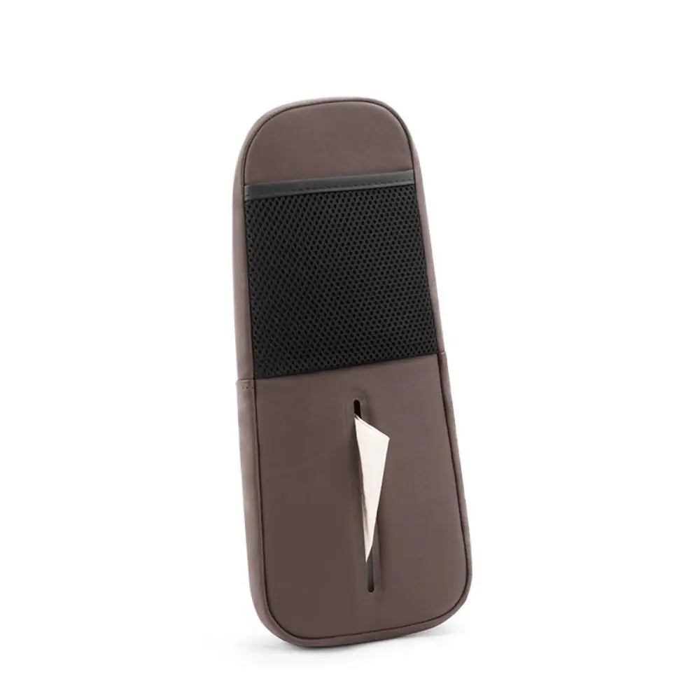 Front display of slim leather car seat organizer storage bag