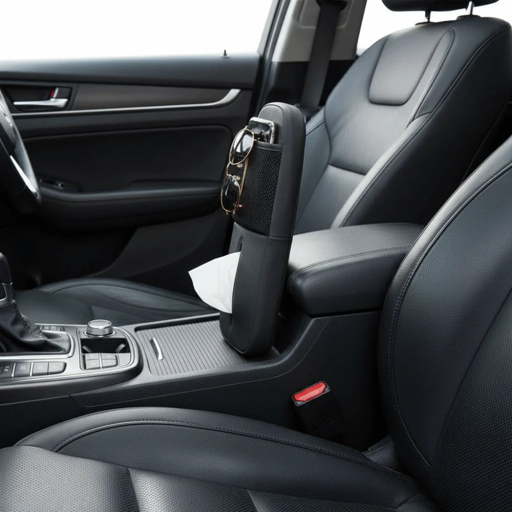 Side profile of car seat organizer slim leather storage