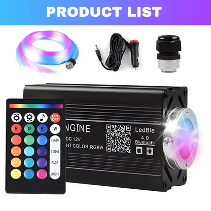 Full kit contents of RGB fiber optic car starlight system with 1000 strands