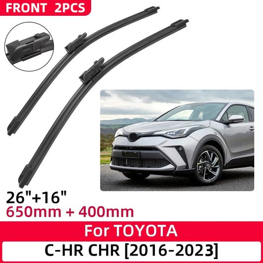 Front view of 26"/16" wiper blades for Toyota C-HR 2016–2023 model years