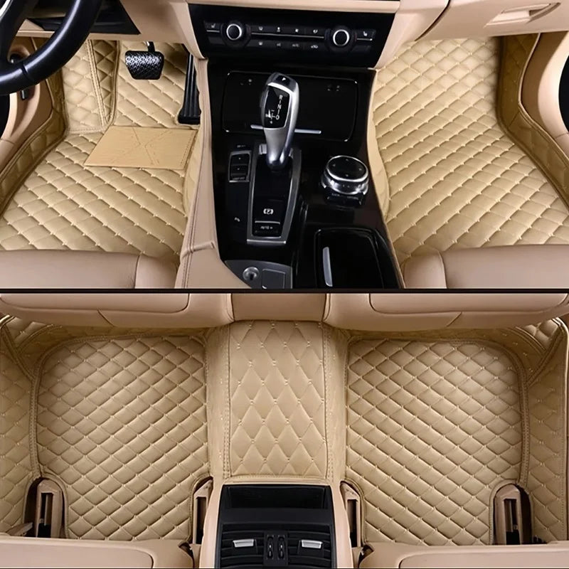 Toyota Corolla Cross Hybrid floor mats in beige – premium diamond-quilt leather, full front and rear cabin coverage