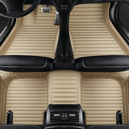 Toyota Corolla Cross Hybrid floor mats in beige stripe – horizontal-stitch leather, full front and rear set