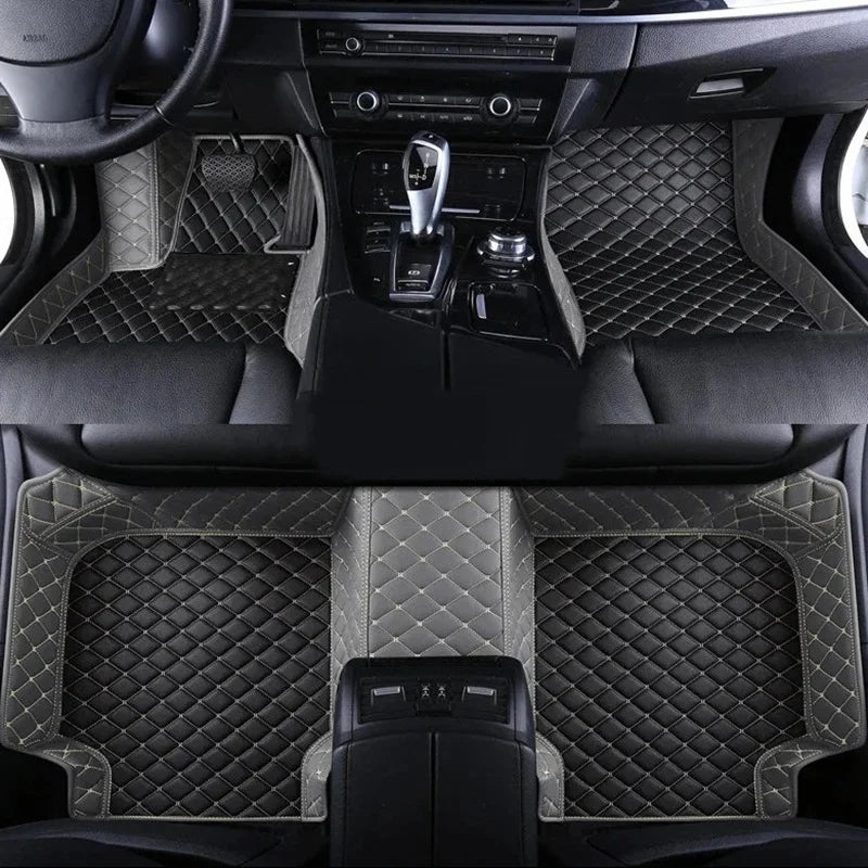 Toyota Corolla Cross Hybrid floor mats black and gray – two-tone diamond-quilt leather with gray side trim