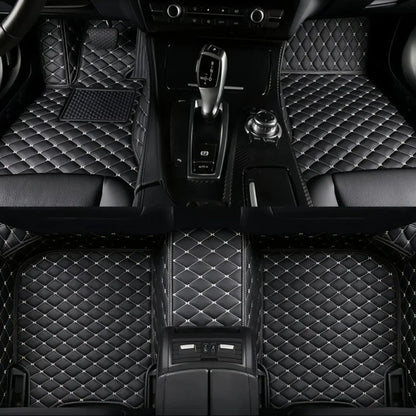 Toyota Corolla Cross Hybrid floor mats black rice pattern – premium diamond-quilt leather with fine rice-grain stitch detail