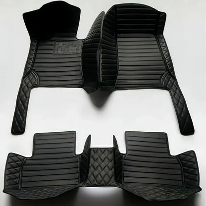Toyota Corolla Cross Hybrid floor mats black wide stripes – bold horizontal-stripe leather, full set flat view