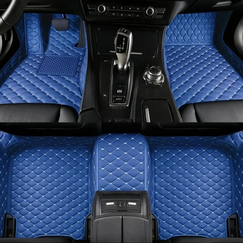 Toyota Corolla Cross Hybrid floor mats in blue – royal blue premium diamond-quilt leather, full front and rear set