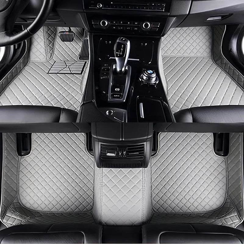 Toyota Corolla Cross Hybrid floor mats in gray – all-gray premium diamond-quilt leather, full front and rear set