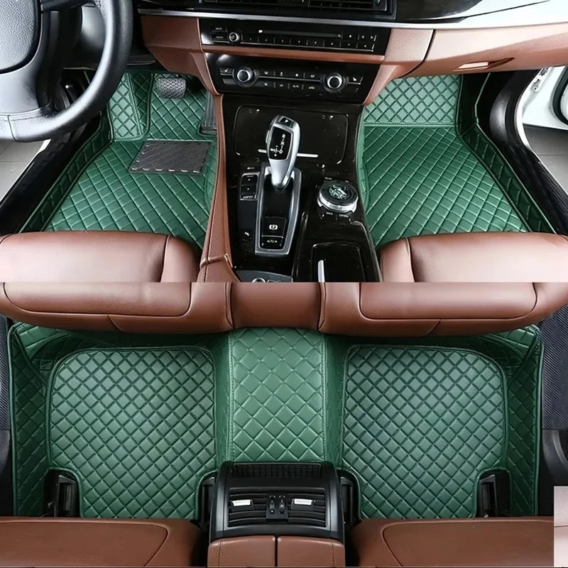 Toyota Corolla Cross Hybrid floor mats in green – forest green premium diamond-quilt leather, full cabin coverage