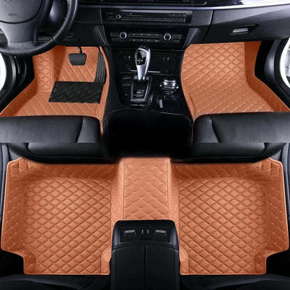 Toyota Corolla Cross Hybrid floor mats in light brown – warm caramel diamond-quilt leather, front and rear set