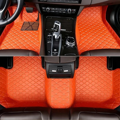 Toyota Corolla Cross Hybrid floor mats in orange – vibrant full-cabin orange diamond-quilt leather set