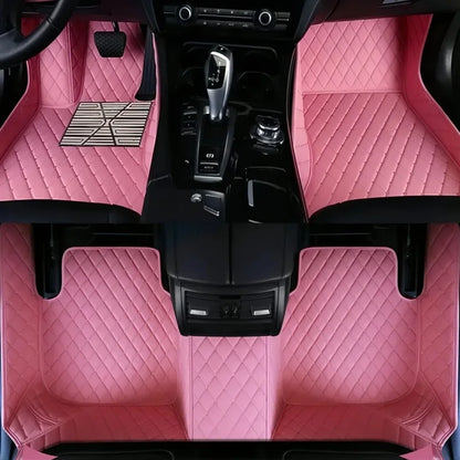 Toyota Corolla Cross Hybrid floor mats in pink – premium pink diamond-quilt leather, full front and rear coverage