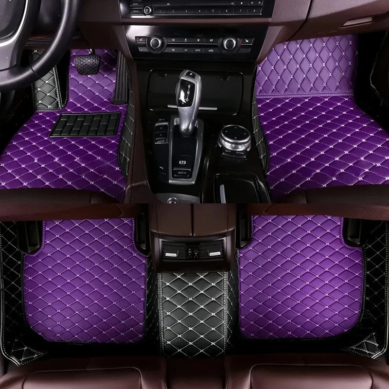 Toyota Corolla Cross Hybrid floor mats purple and black – bicolor diamond-quilt with purple outer and black center panels