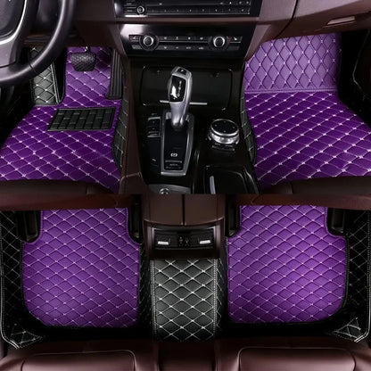 Toyota Corolla Cross Hybrid floor mats purple and black – bicolor diamond-quilt with purple outer and black center panels
