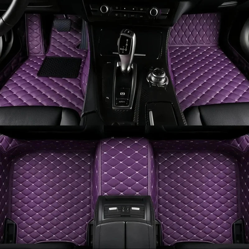 Toyota Corolla Cross Hybrid floor mats in purple – luxury deep purple diamond-quilt leather, full front and rear set