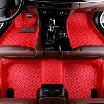 Toyota Corolla Cross Hybrid floor mats in red – all-red premium diamond-quilt leather, full front and rear set