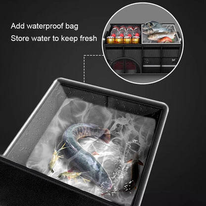 Interior divider and compartment detail of waterproof trunk organizer