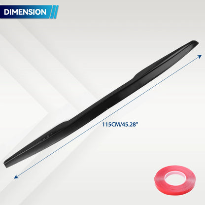 Universal rear spoiler with length dimension 115cm or 45.28 inches, shown with adhesive tape