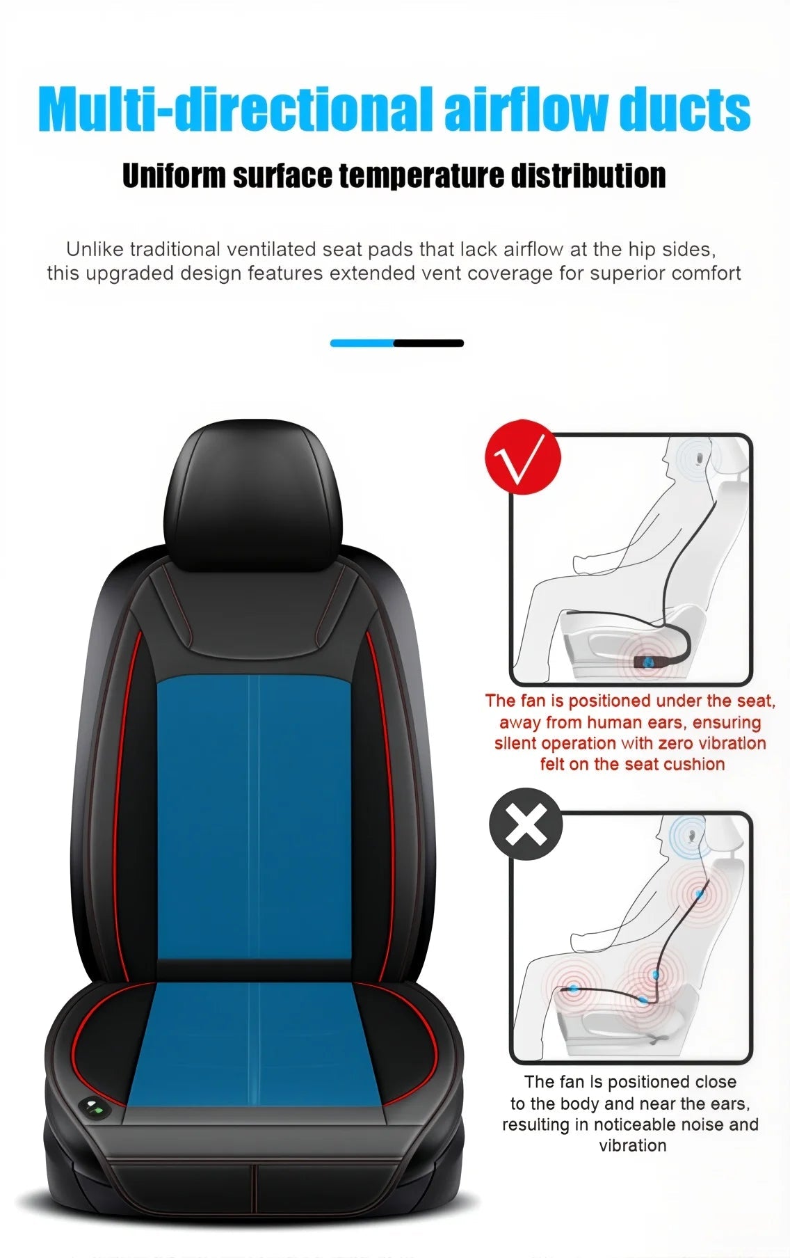 Comfort padding of ventilated seat cover