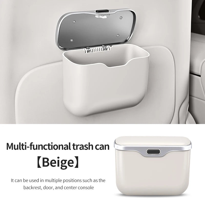 Beige color option waterproof car trash bin organizer