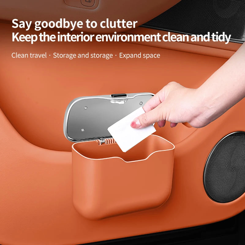 Removable lid feature on waterproof car trash bin organizer