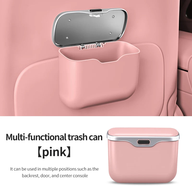 Pink color option waterproof car trash bin organizer