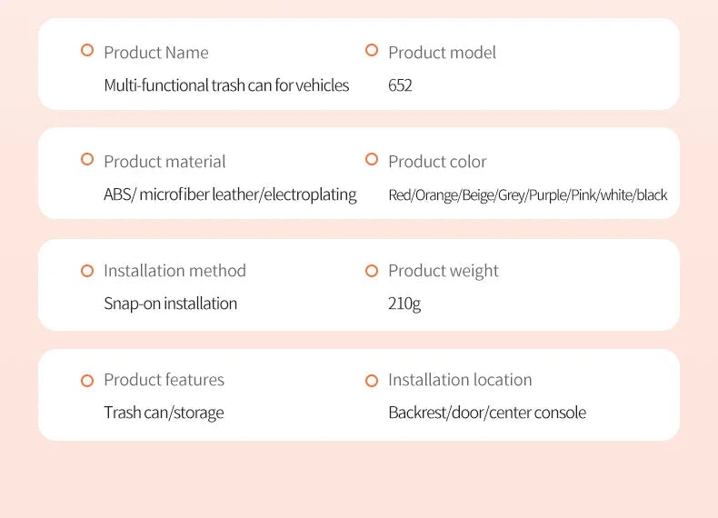 Optimal size dimensions for car trash bin storage