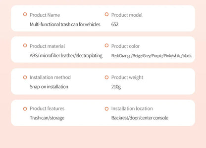 Optimal size dimensions for car trash bin storage
