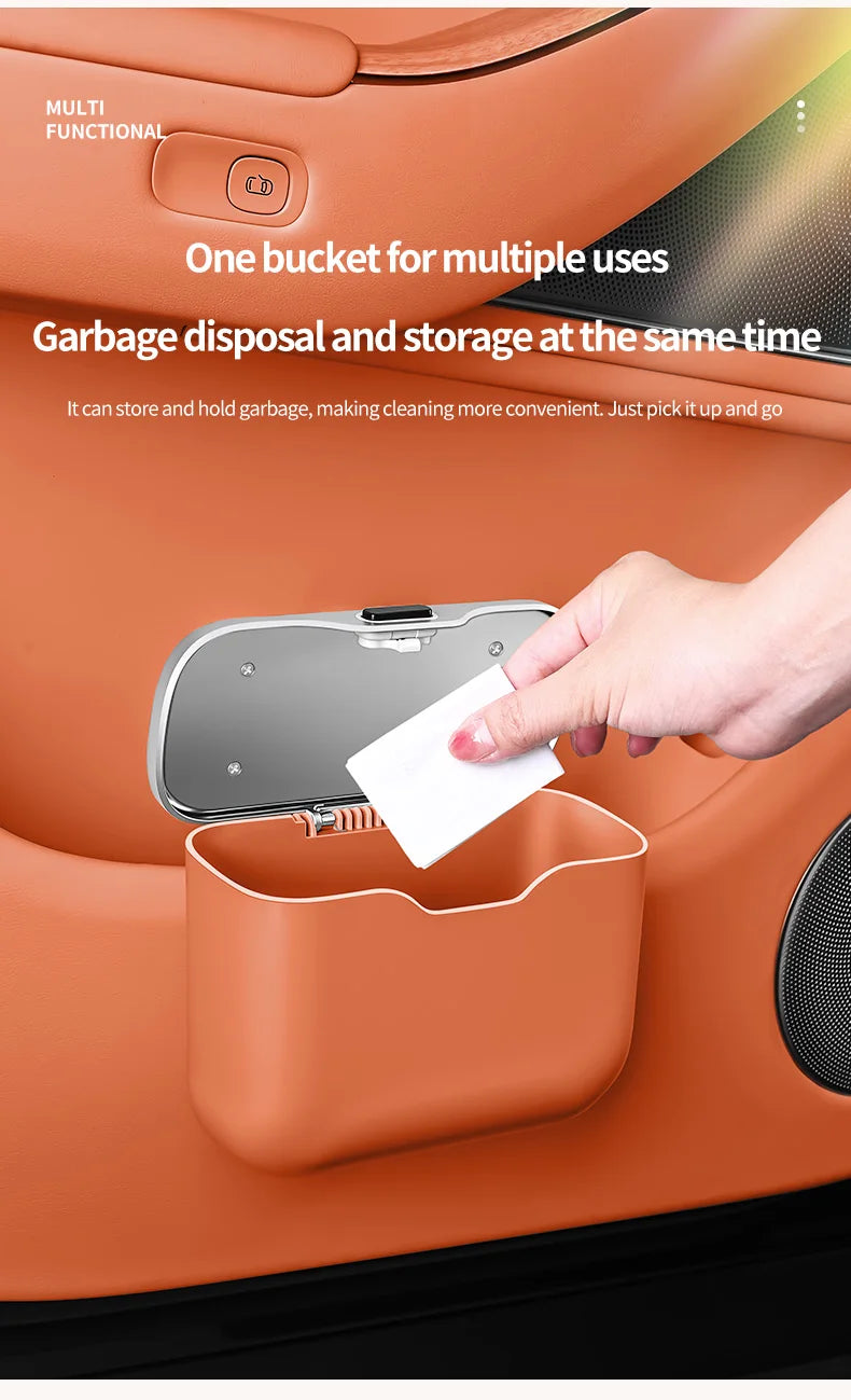 Usage demonstration of waterproof car trash bin
