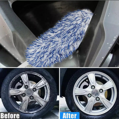 Ergonomic non-slip dual grip handle of car wheel brush for easy control